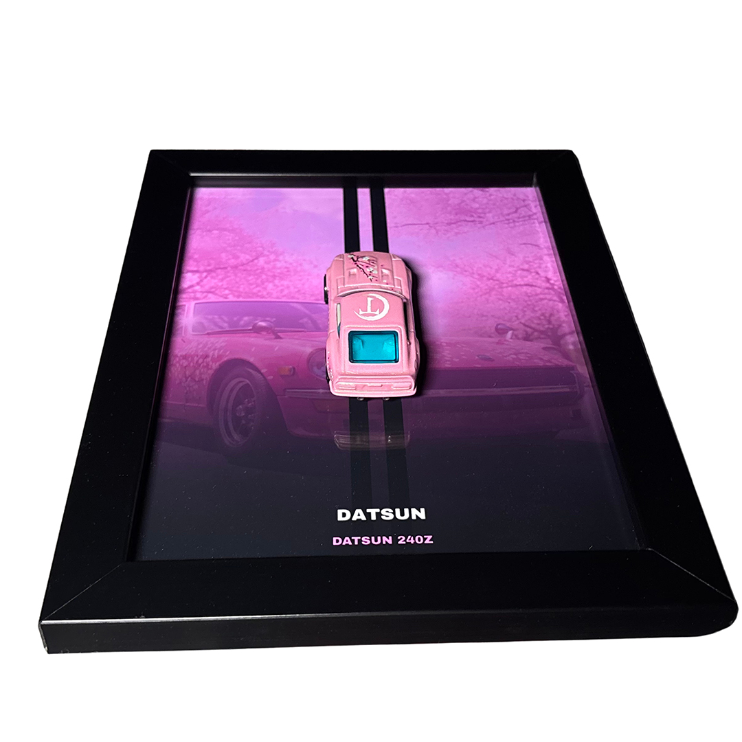 Framed Hot Wheels Display – Datsun 240Z (Sakura Pink Edition) | Premium Wall/Desk Décor - Image 4