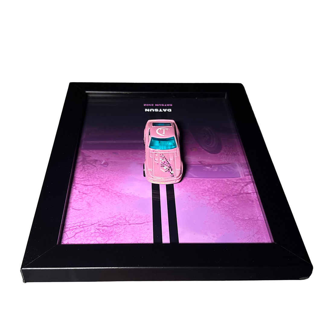 Framed Hot Wheels Display – Datsun 240Z (Sakura Pink Edition) | Premium Wall/Desk Décor - Image 2
